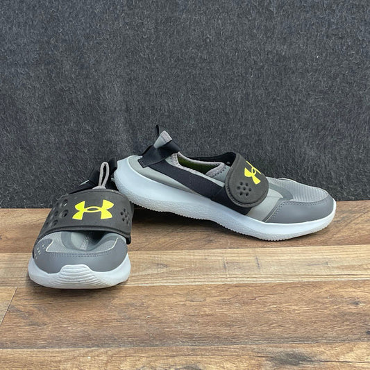 Under Armour Ripple Grey Black Yellow Youth Slip-On Running Shoes Size 6Y