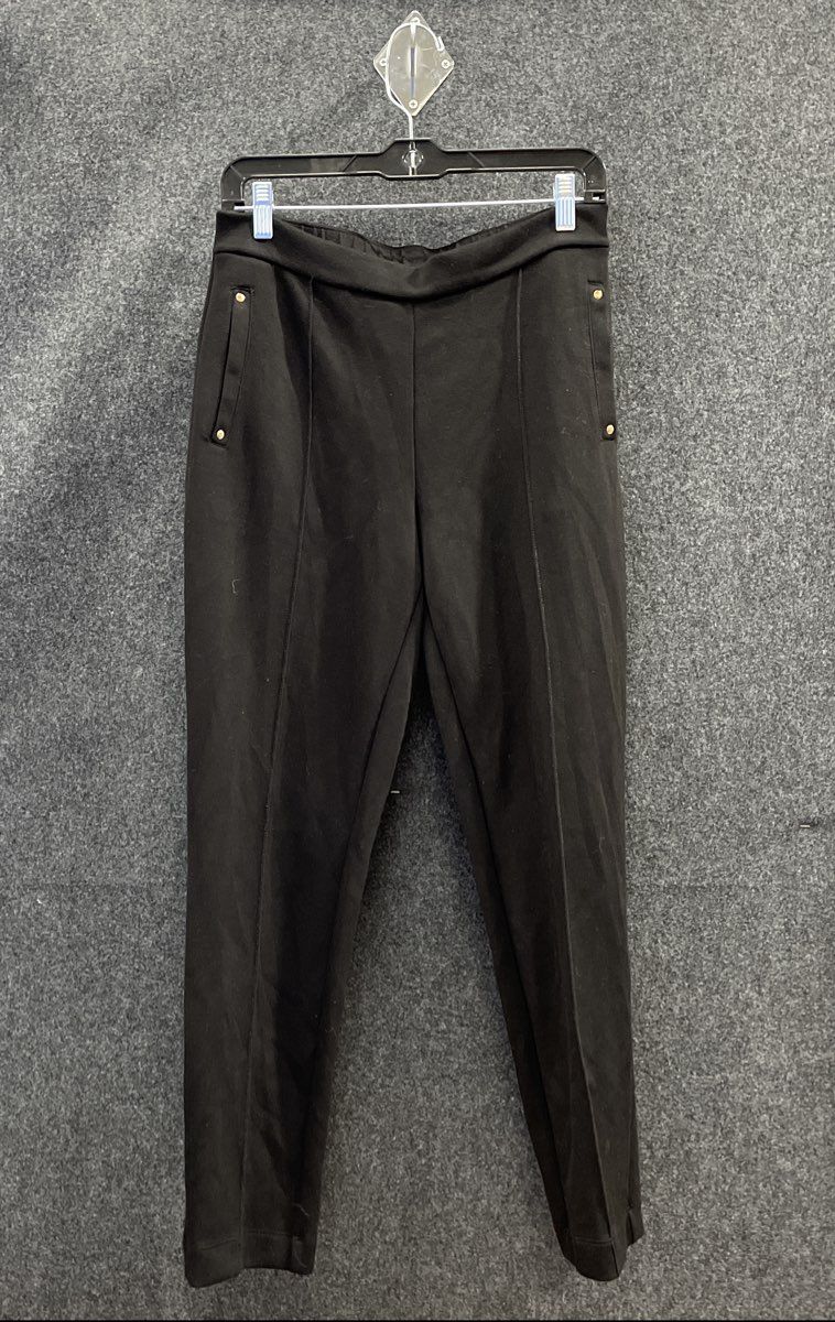 Elie by Elie Tahari Women's Black Pintuck Front Zip Pockets Tapered Pants Sz S