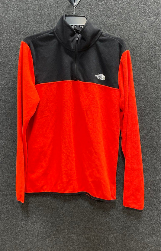 The North Face Men's Orange Black 1/4 Zip Fleece Pullover Jacket Sz M