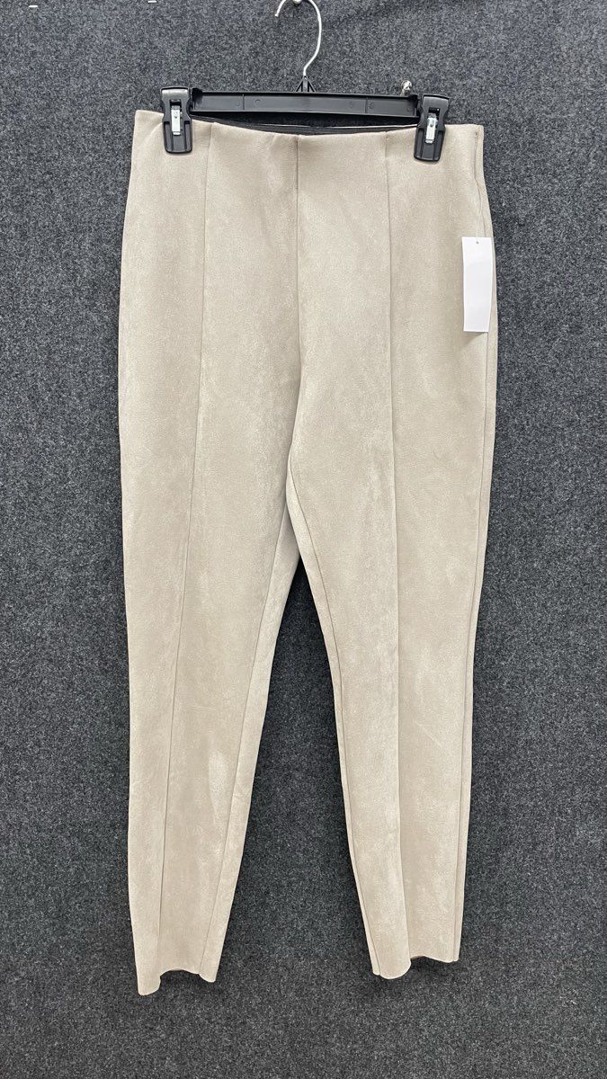 Savvi Women's Tan Beige Faux Suede Fabric Leggings Sz M NWT