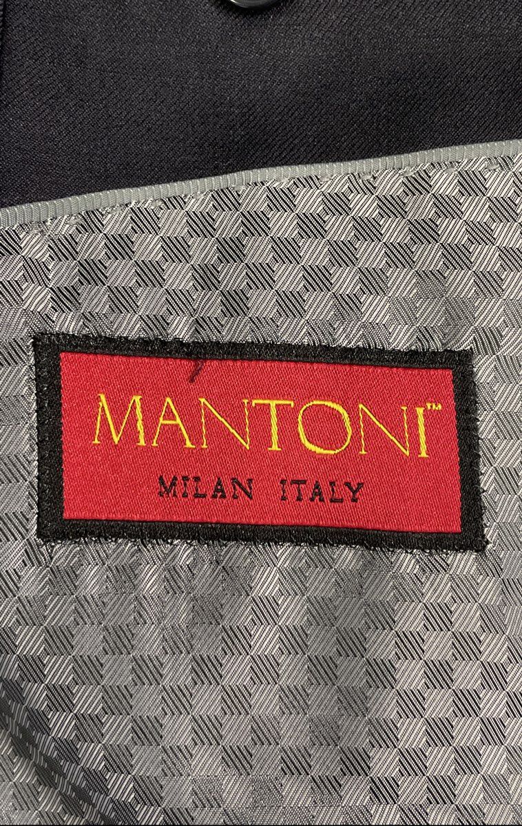 Mantoni Men's Black Blazer Super 140'S Virgin Wool Italy Crested Buttons 42R