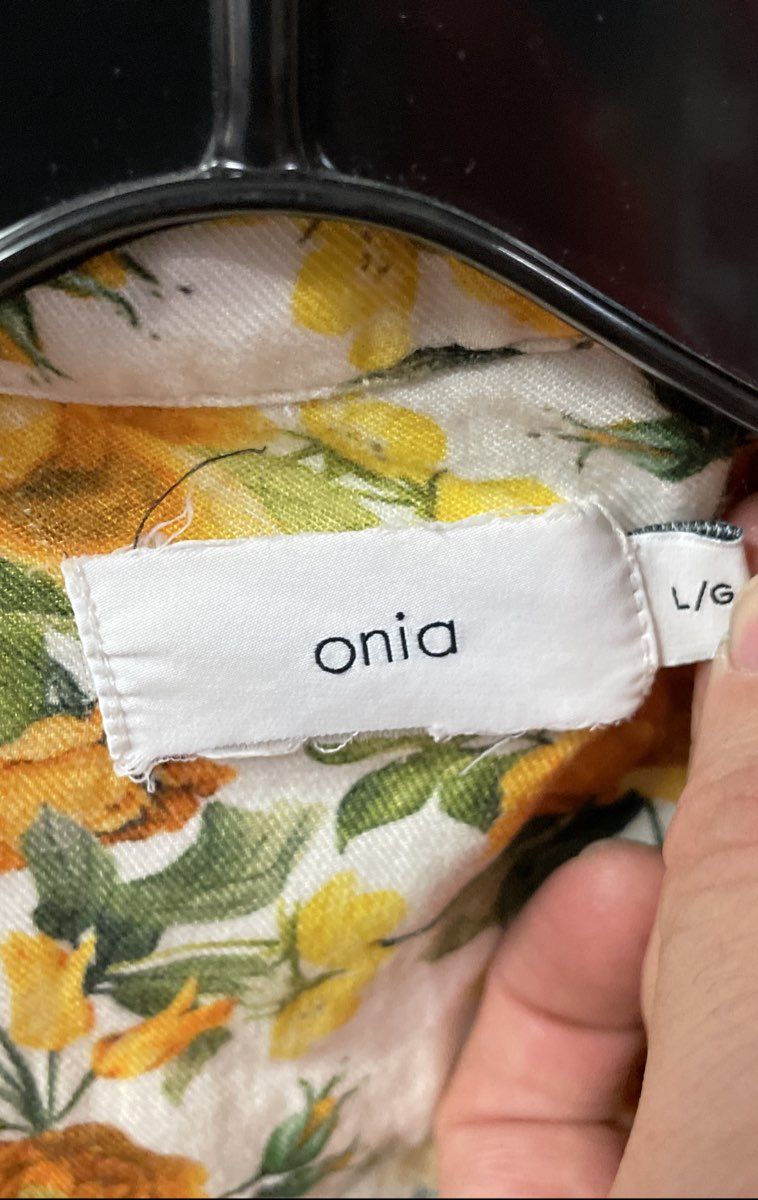 Onia Men's Yellow Floral Camp Collar Short Sleeve Viscose Shirt Sz L
