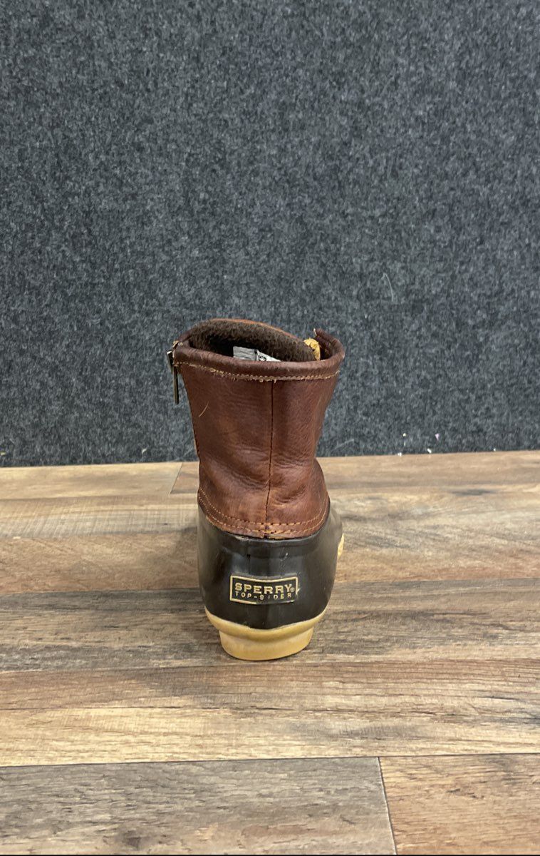 Sperry Saltwater Brown Black Leather Rubber Waterproof Duck Boots Women's Size 7