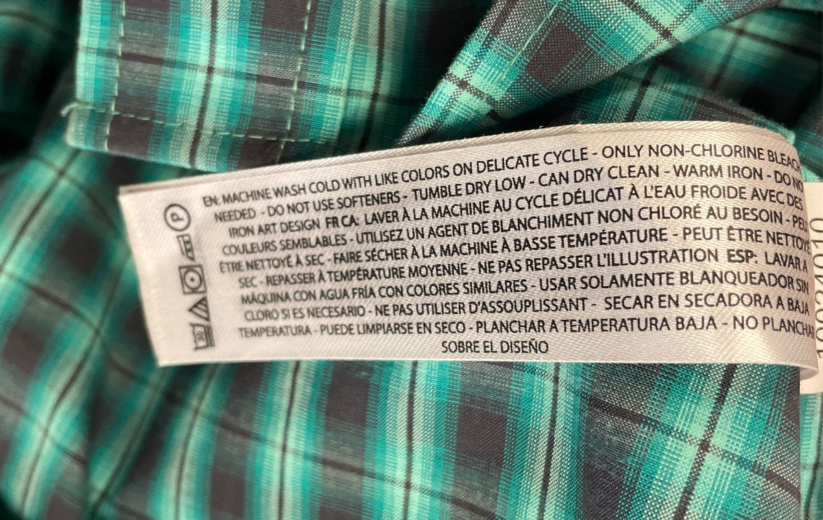 Ariat Men's Pro Series Plaid Button Down Shirt Teal Green Long Sleeve Sz L