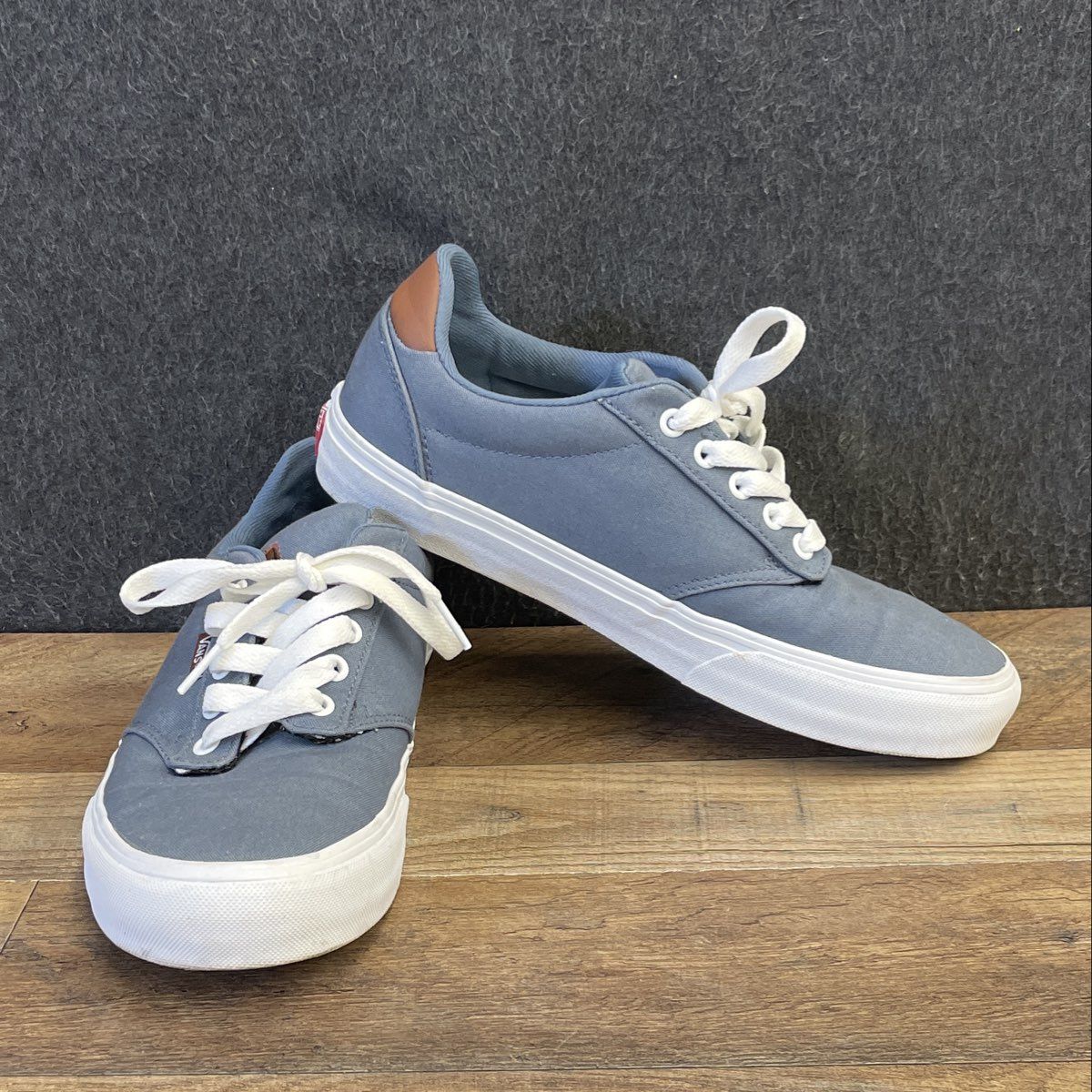 Vans Atwood Blue Brown Canvas Low-Top Sneakers Men's Size 8.5