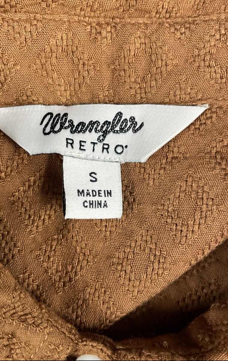 Wrangler Retro Women's Tan Sleeveless Western Button Up Diamond Texture Sz S