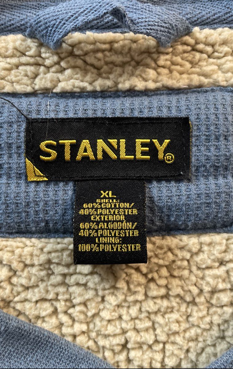 Stanley Men's Blue Waffle Knit Henley Fleece Lined Pullover Shirt Sz XL