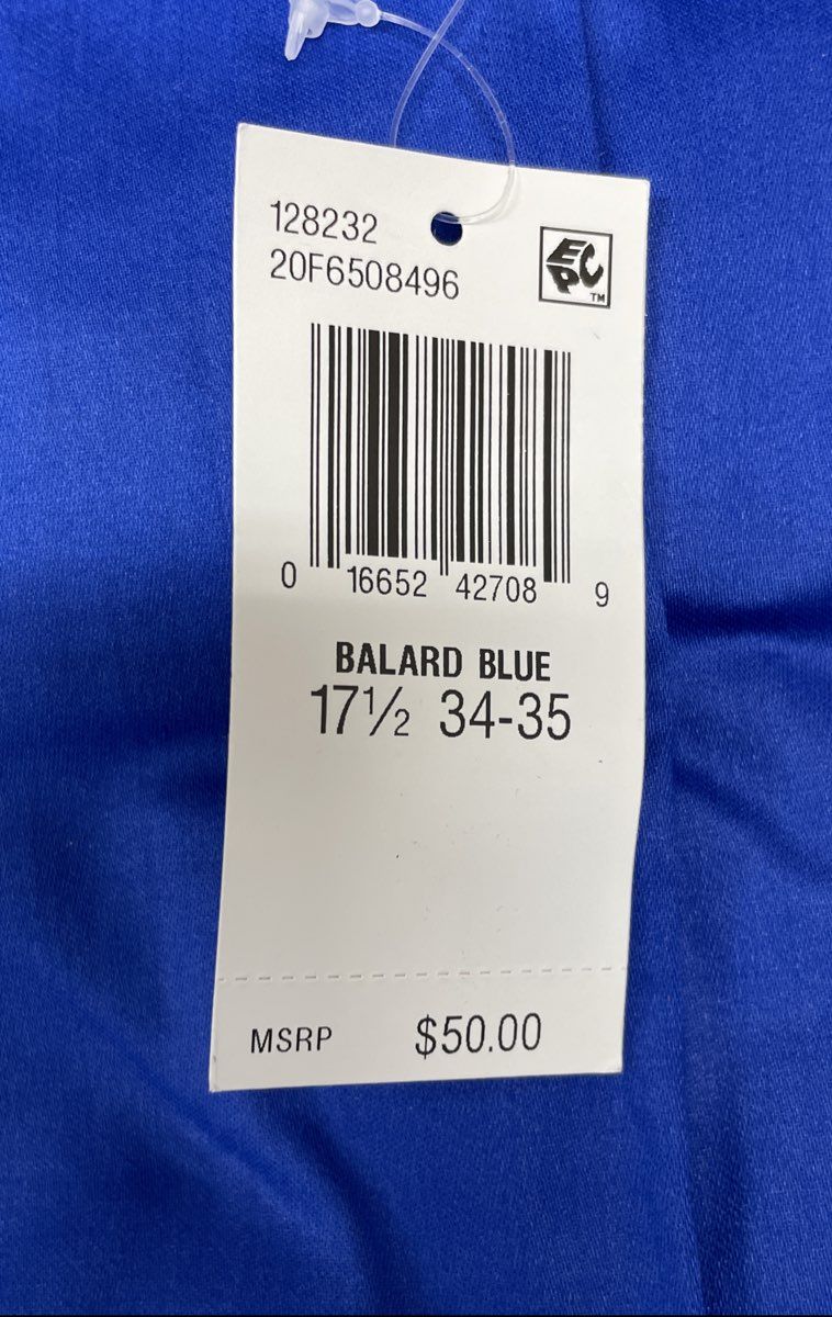 Van Heusen Men's Balard Blue Stretch Lux Sateen Dress Shirt XL 17.5 34/35 NWT