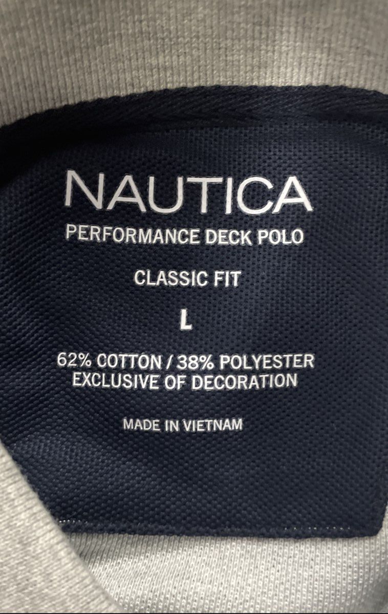 Nautica Men's Performance Deck Polo Shirt Heather Gray Classic Fit Size L NWT