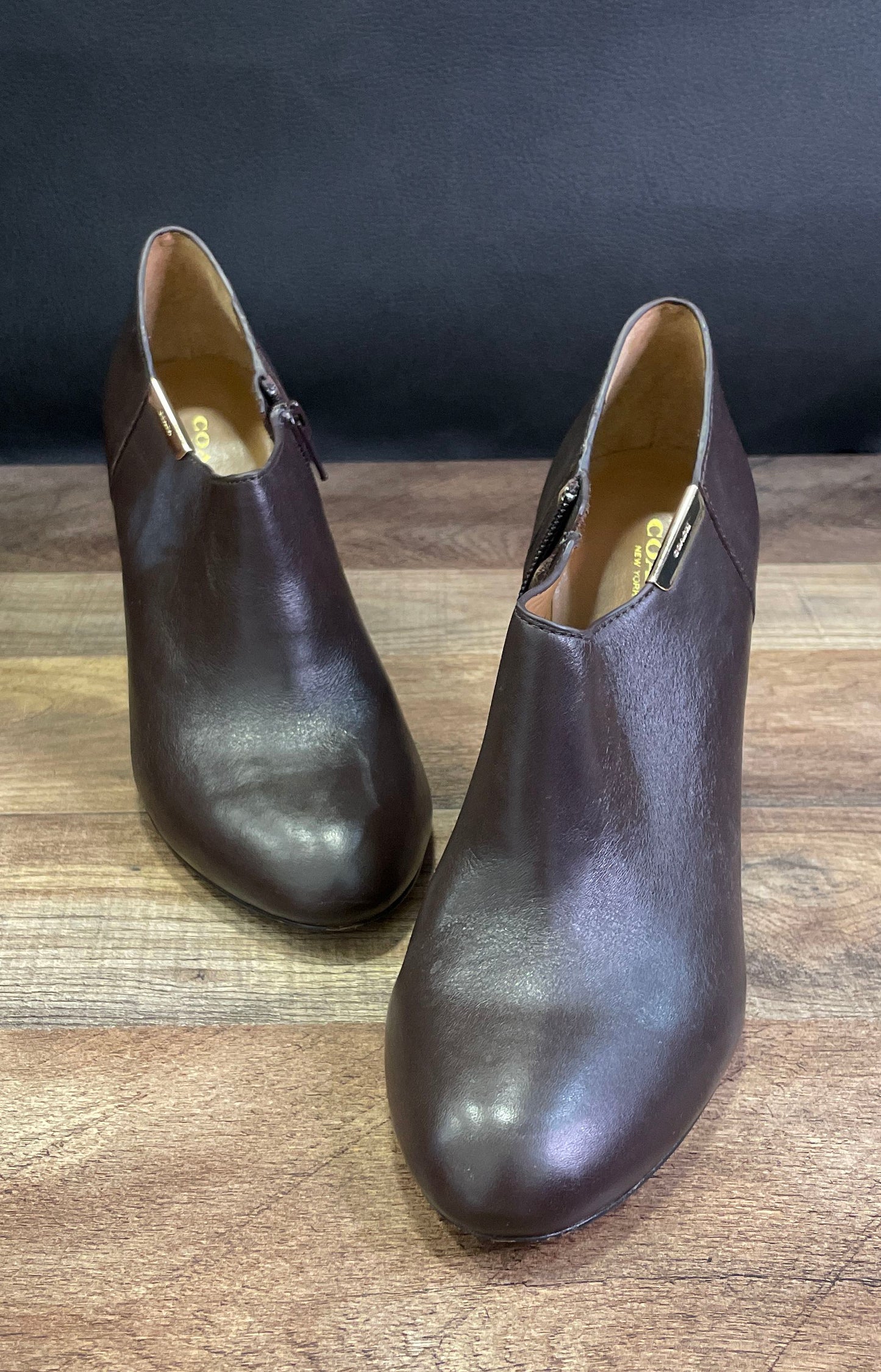 Coach Seneca Chocolate Brown Leather Ankle Booties Women's Size 7.5 B
