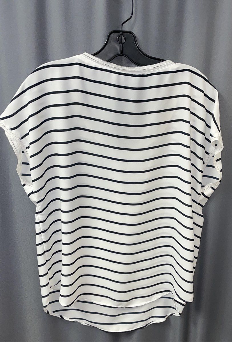 Banana Republic Women's Black Striped Scoop Neck Short Sleeve Shirt Sz S
