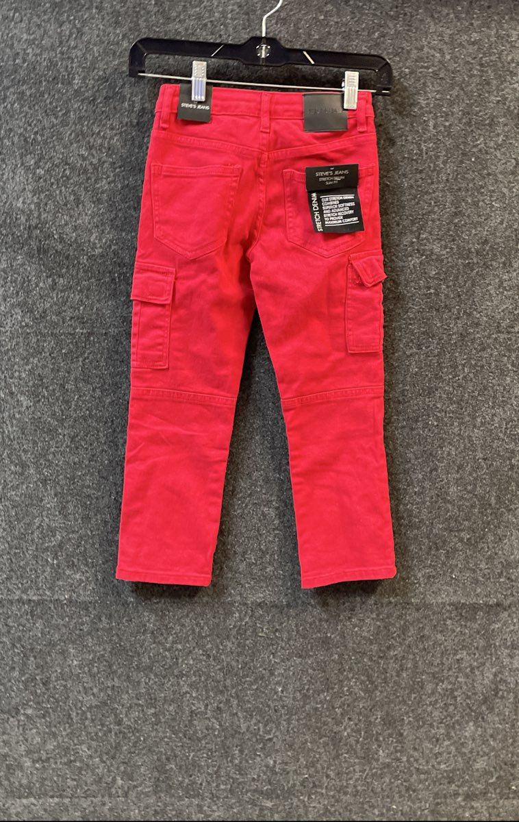 Steve's Jeans Boys' Red Slim Fit Stretch Denim Cargo Pants Size 6 NWT