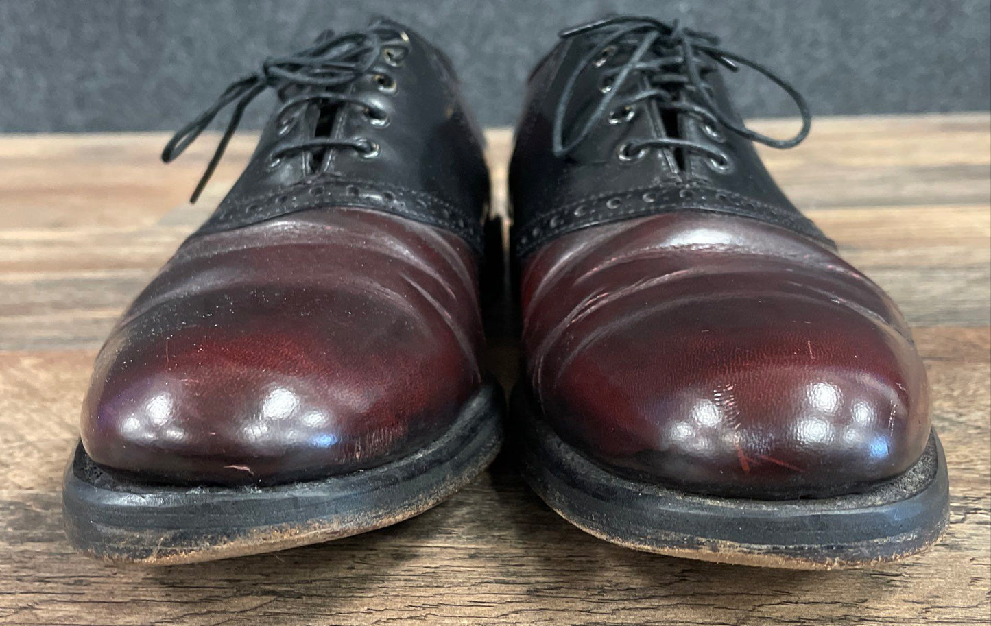 Florsheim Saddle Oxford Wingtip Burgundy Black Leather Dress Shoes Size 9 D