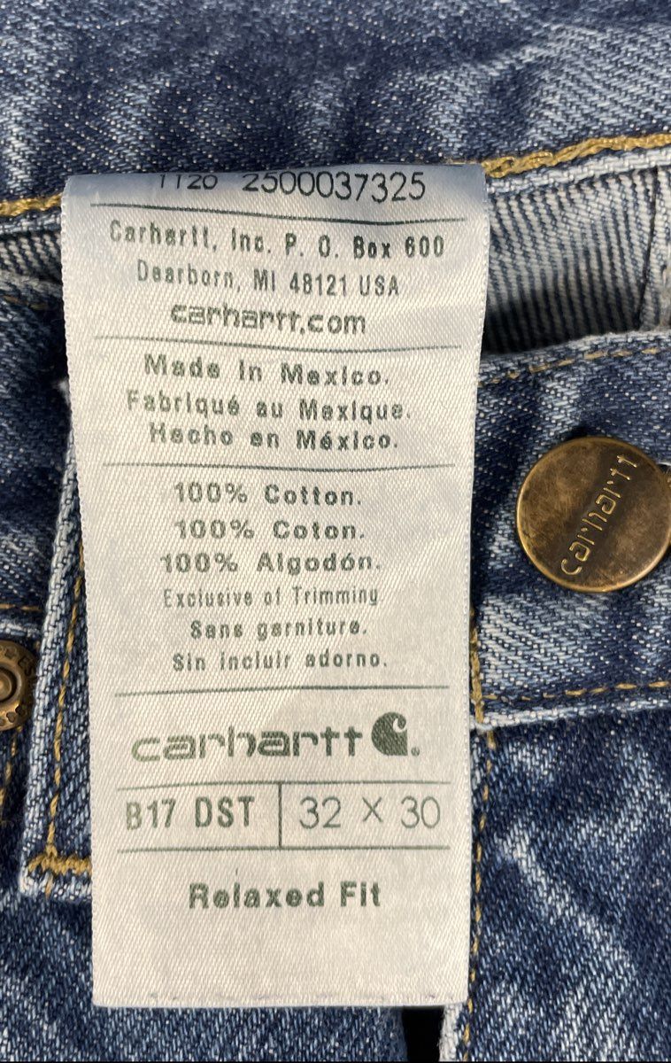 Carhartt Men's B17 DST Relaxed Fit Tapered Leg Jeans Dark Stone Blue Sz 32x30