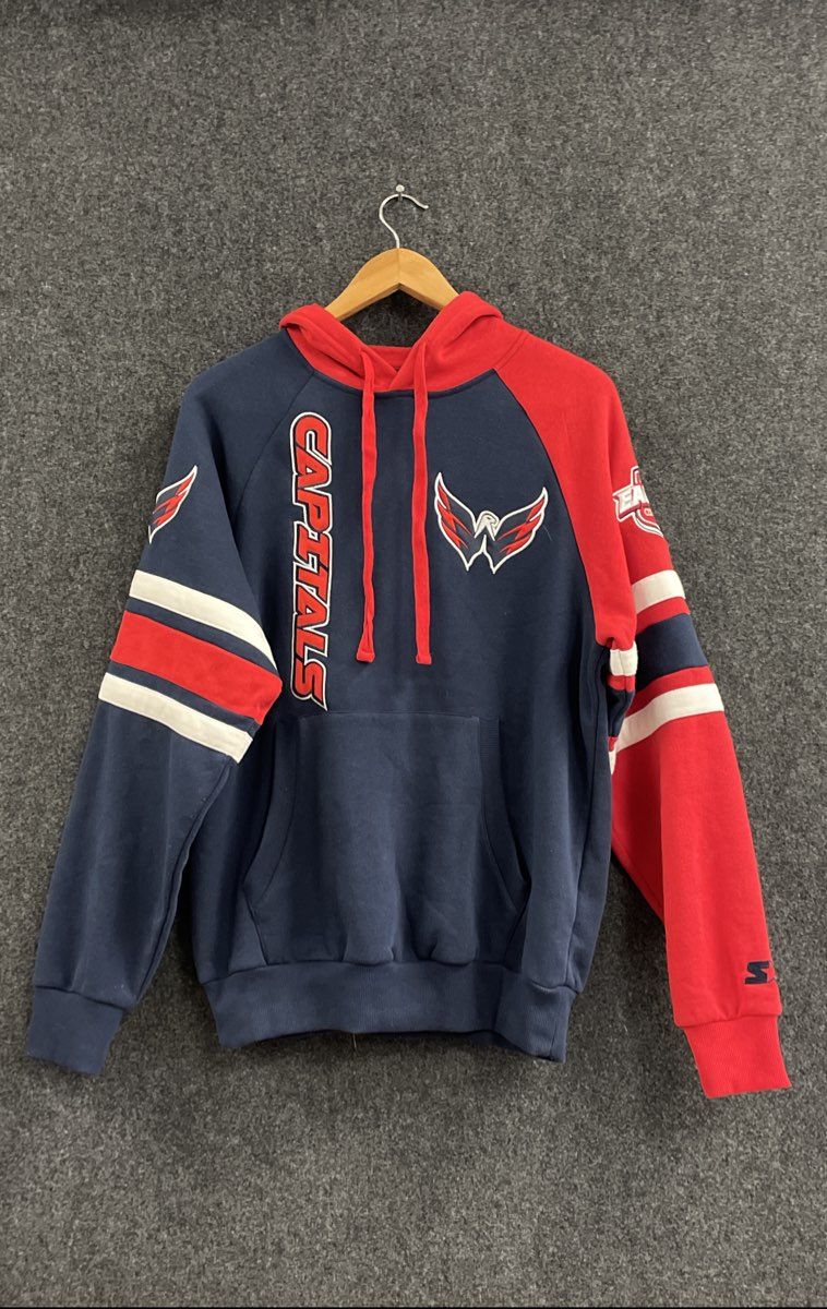 Starter Men's Washington Capitals NHL Hoodie Navy Blue Red Team Logo Sz S