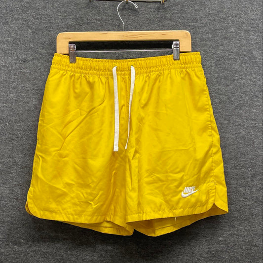 Nike Men's Yellow Woven Swim Trunks Mesh Lined Elastic Waist Shorts Size M