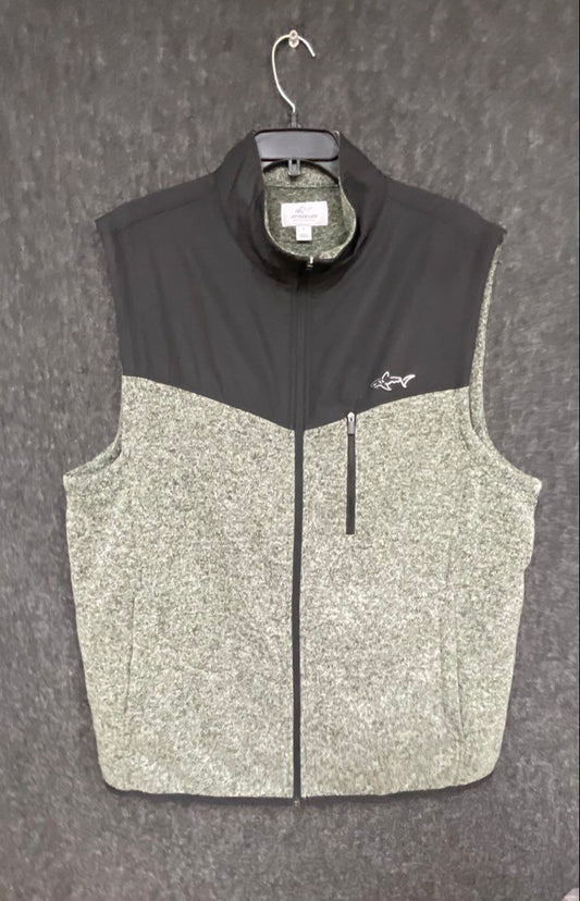 Greg Norman Attack Life Men's Gray Black Full Zip Mixed Media Shark Vest Sz L