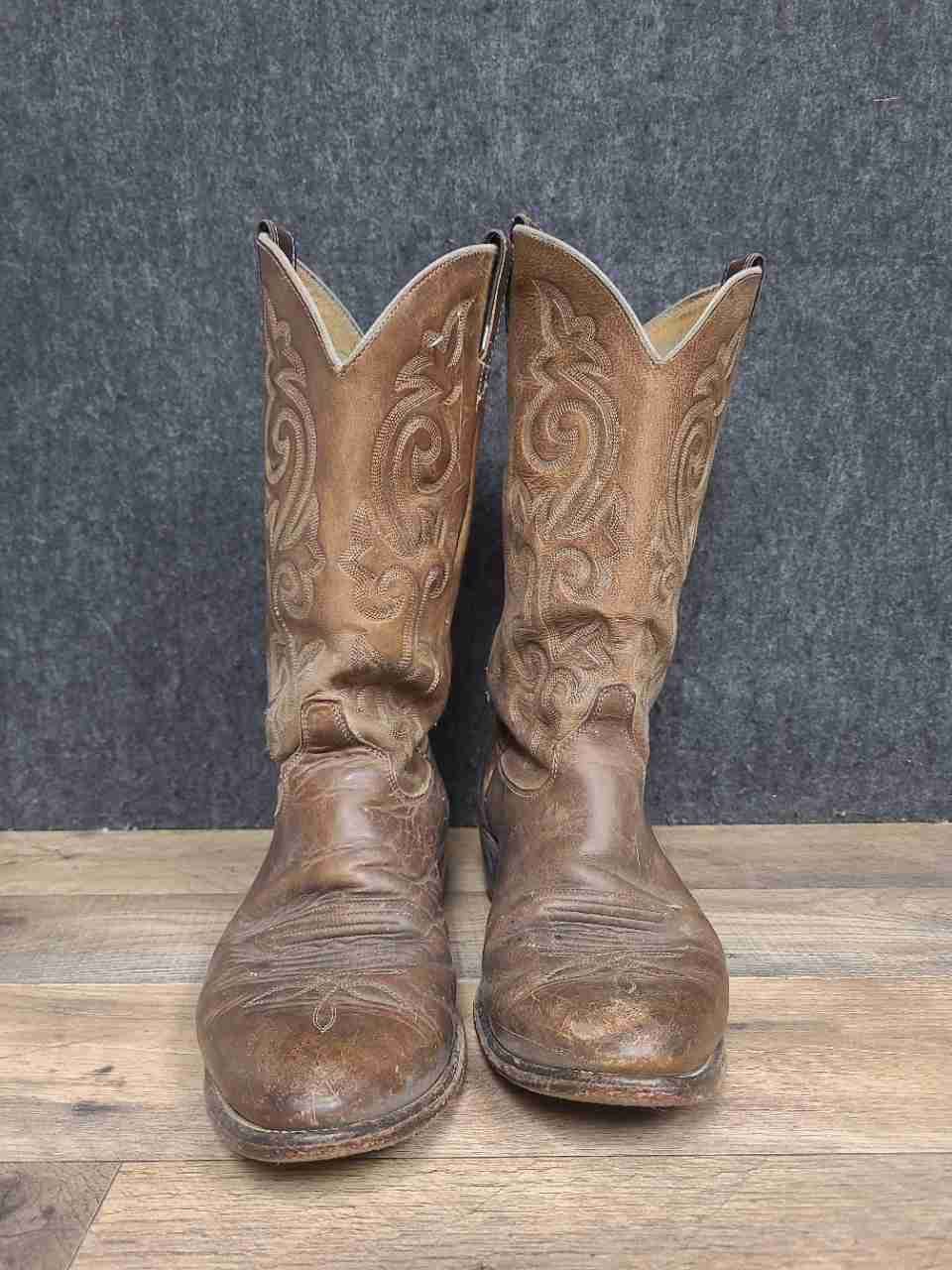 Vintage Justin 2253 Brown Leather Western Cowboy Boots Size 9.5