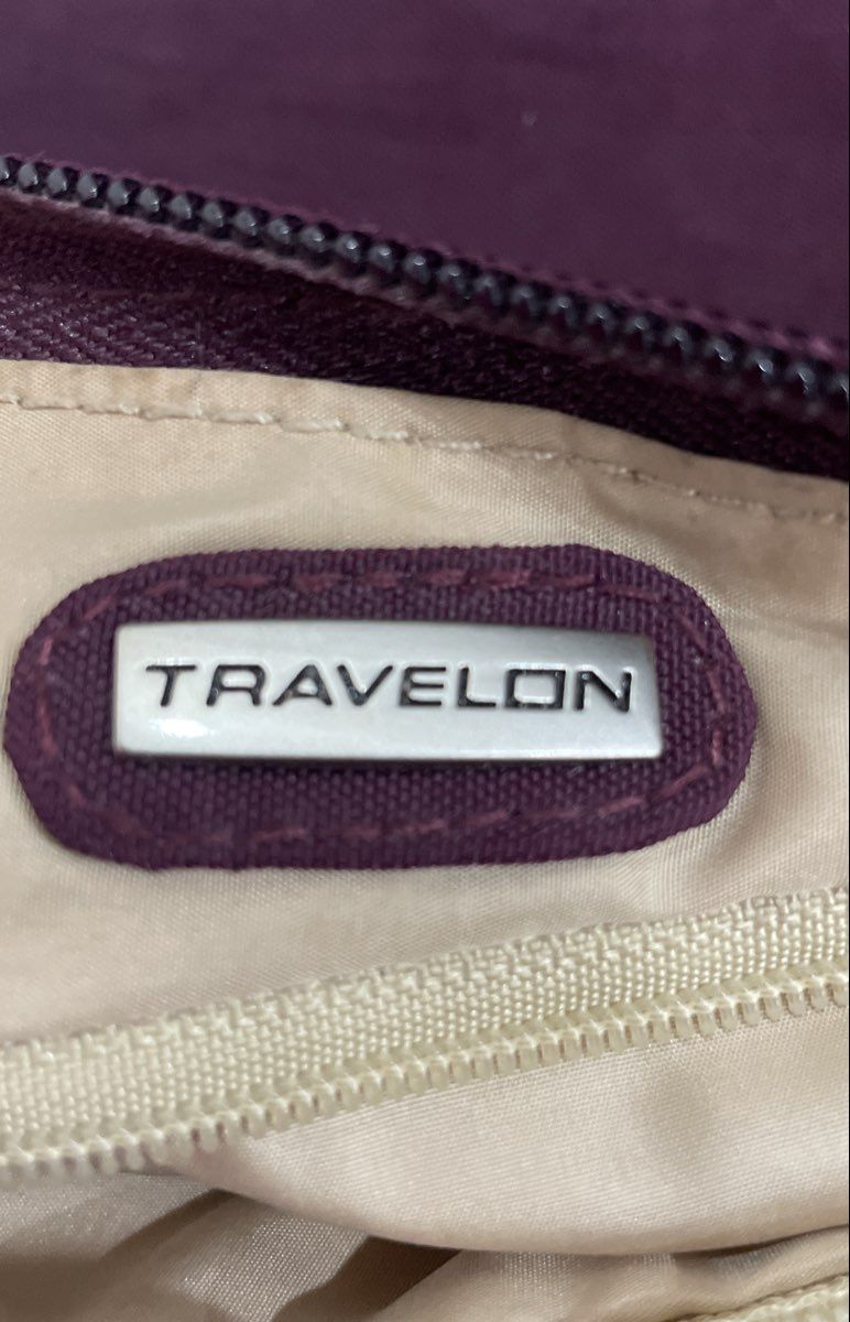 Travelon Purple Fabric Crossbody Bag Travel Shoulder Purse Silver Hardware