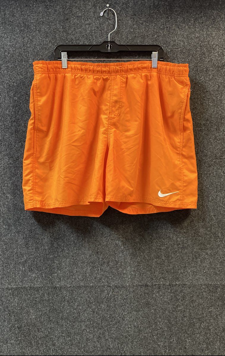 Nike Men's Orange Swim Trunks Mesh Lined Embroidered Logo Shorts Size XXL