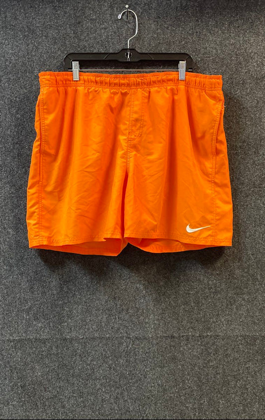 Nike Men's Orange Swim Trunks Mesh Lined Embroidered Logo Shorts Size XXL