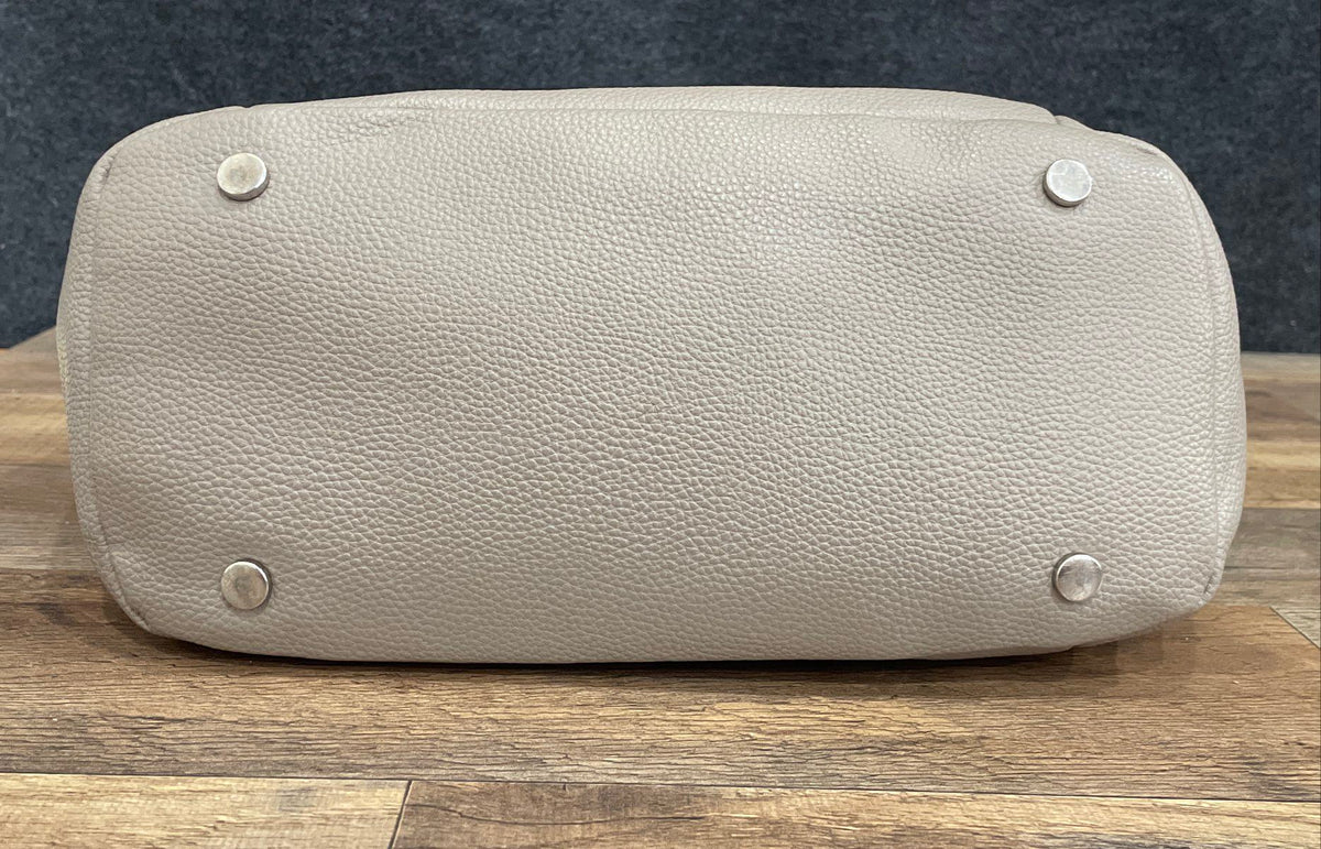 Dana Buchman Grey Pebbled Leather Tote Shoulder Bag Silver Hardware
