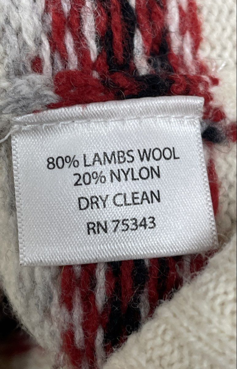 Cambridge Dry Goods Women's Cardigan Cream Fair Isle Shawl Collar Lambswool S