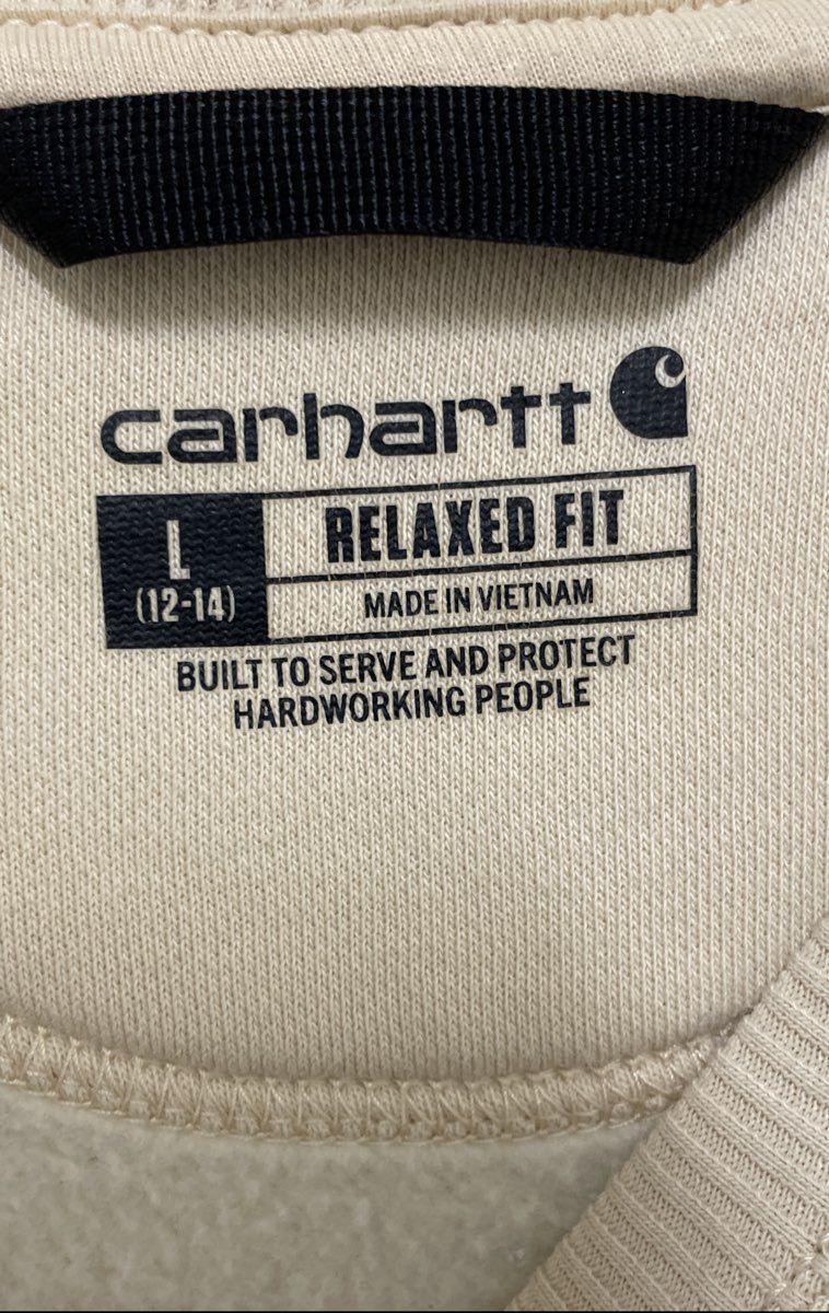 Carhartt Kids' Cream Relaxed Fit Pocket Crewneck Sweatshirt Sz L 12-14
