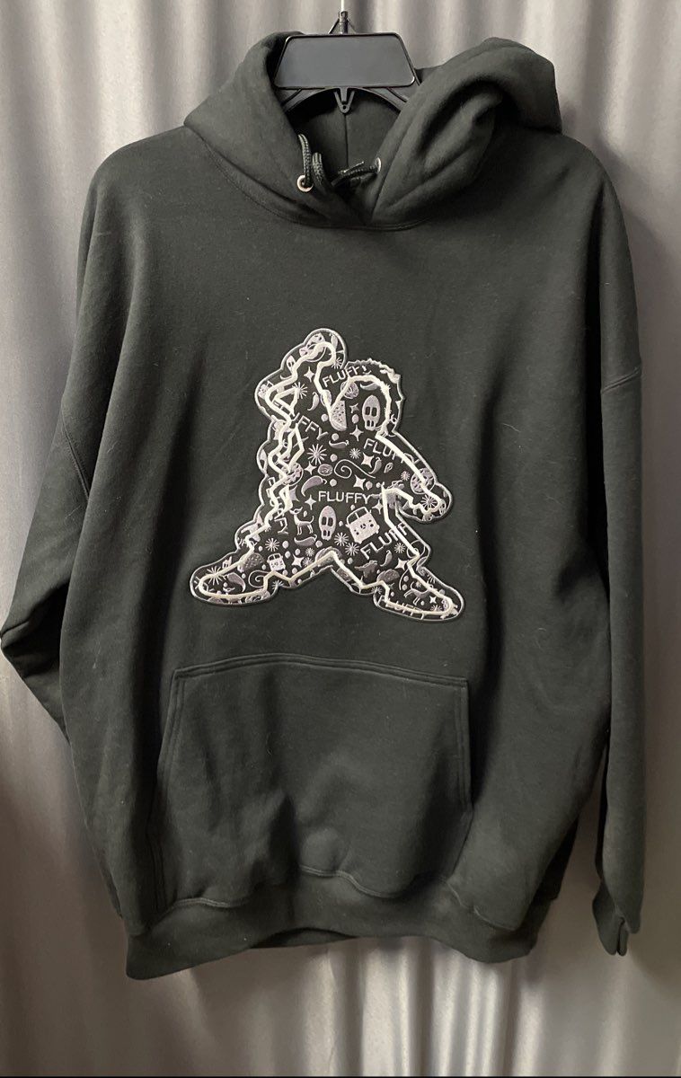Gabriel Iglesias Men's Black Fluffy Graphic Patch Hoodie Sweatshirt Sz 2XL