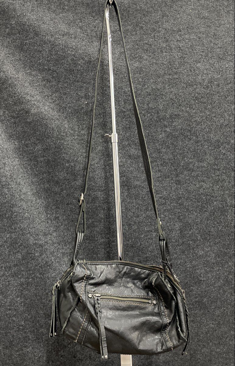 The Sak Black Leather Crossbody Bag Silver Hardware Braided Zipper Pulls