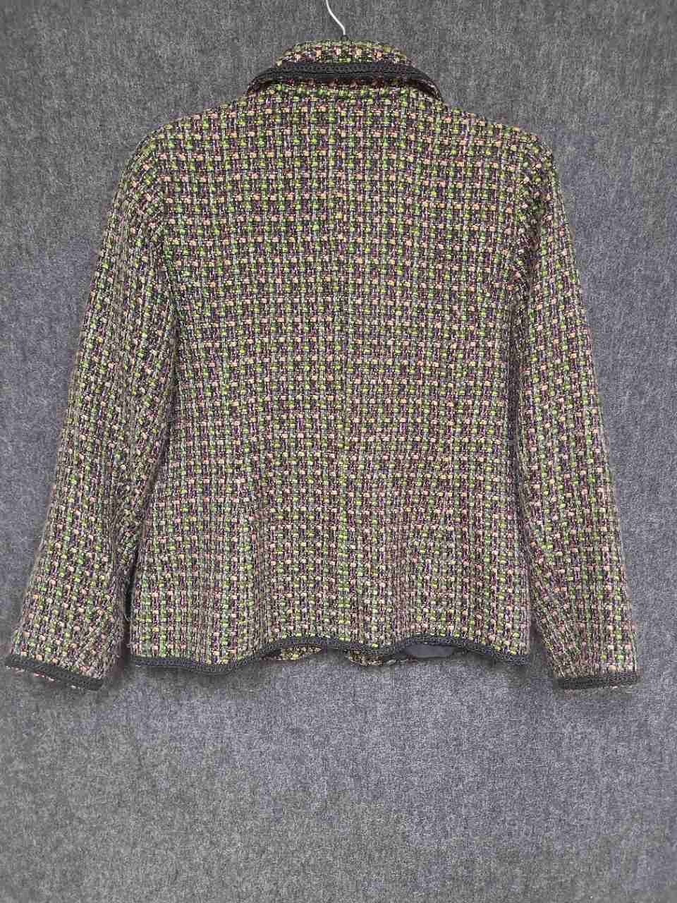 Appleseed's Women's Multicolor Boucle Tweed Button Front Blazer Jacket Sz 10