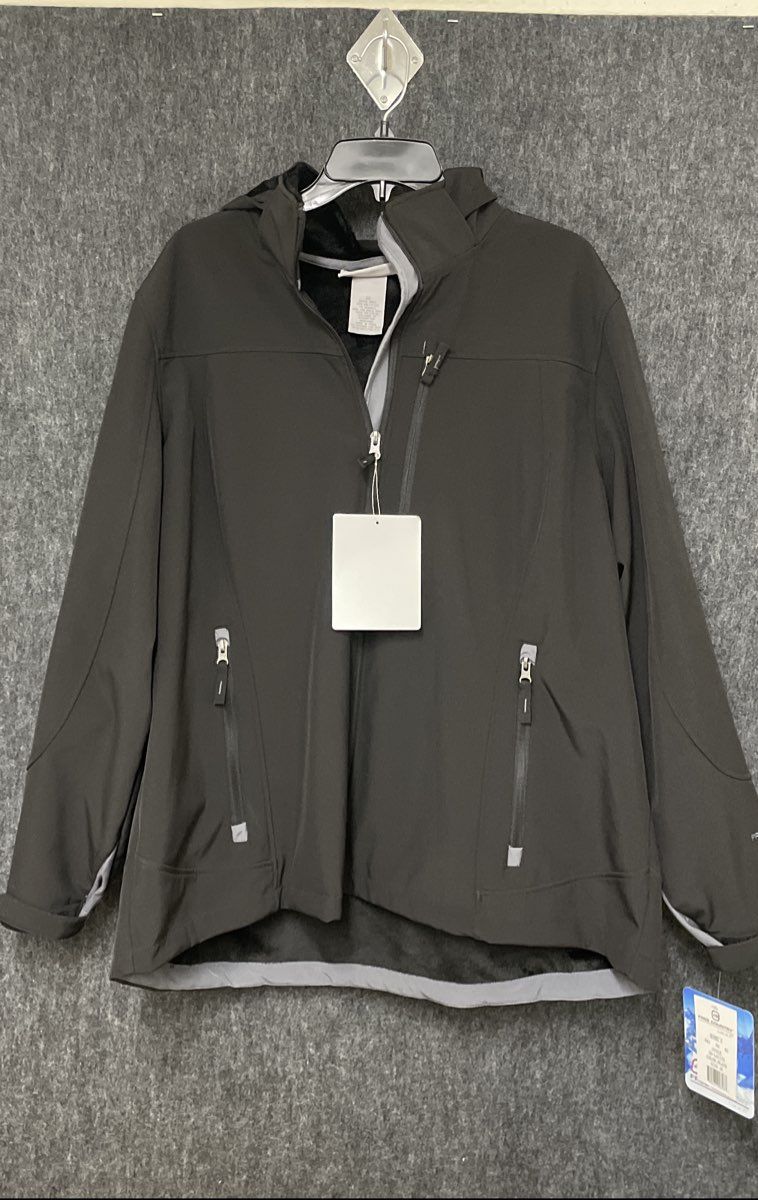 Free Country Women's Black Hooded Softshell Jacket Faux Fur Lined Sz 2X NWT