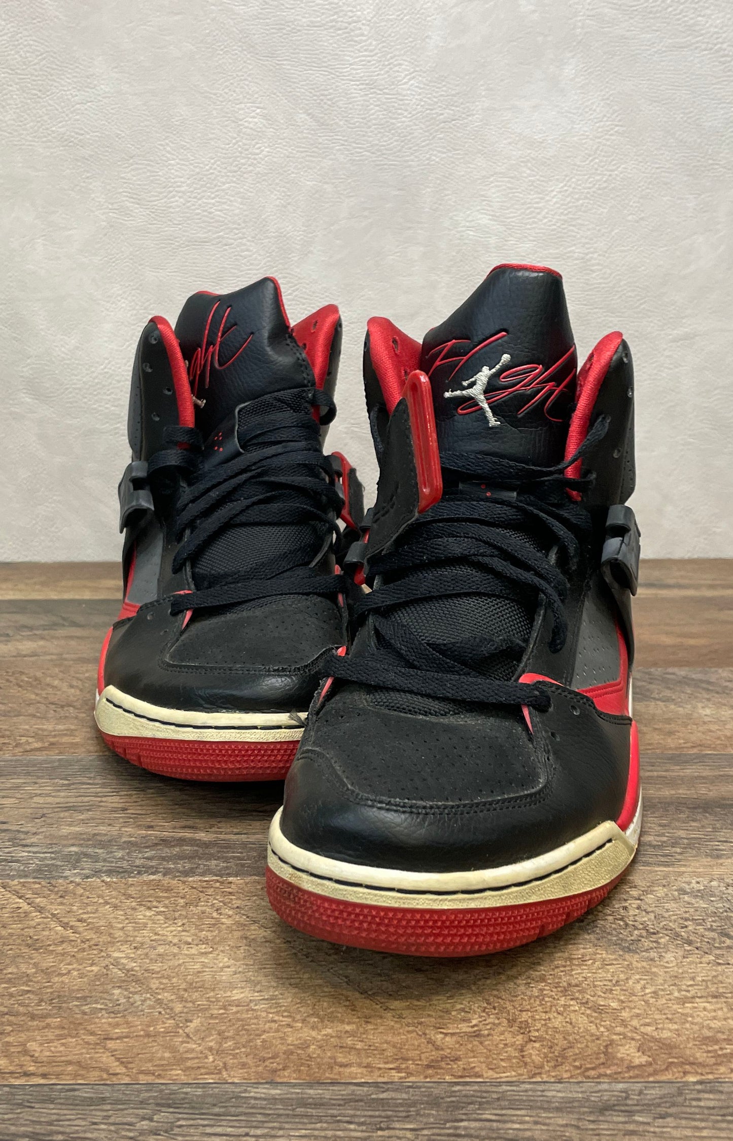 Jordan Flight 45 High Black Gym Red White Men's Sneakers Size 10.5