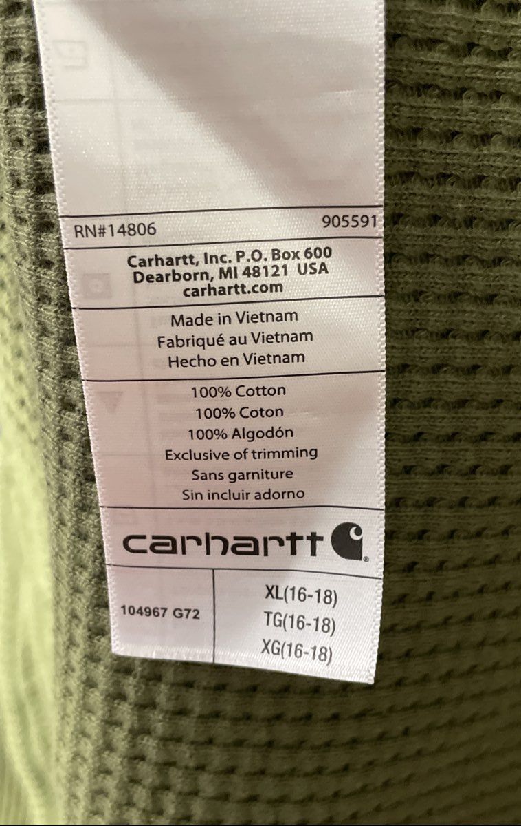 Carhartt Women's Green Waffle Knit Relaxed Fit Pullover Hoodie Sz XL 16-18