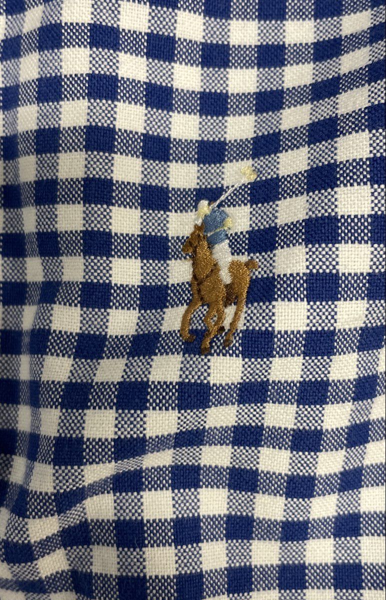 Ralph Lauren Men's Blue White Gingham Button Down Classic Fit Shirt Sz XL
