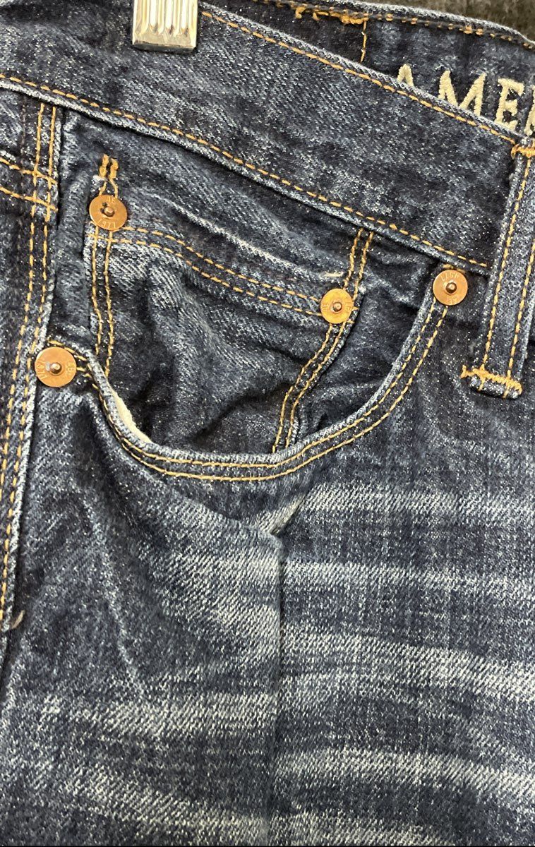 American Eagle Men's Dark Blue Slim Straight Jeans Faded Wash Sz 30x32