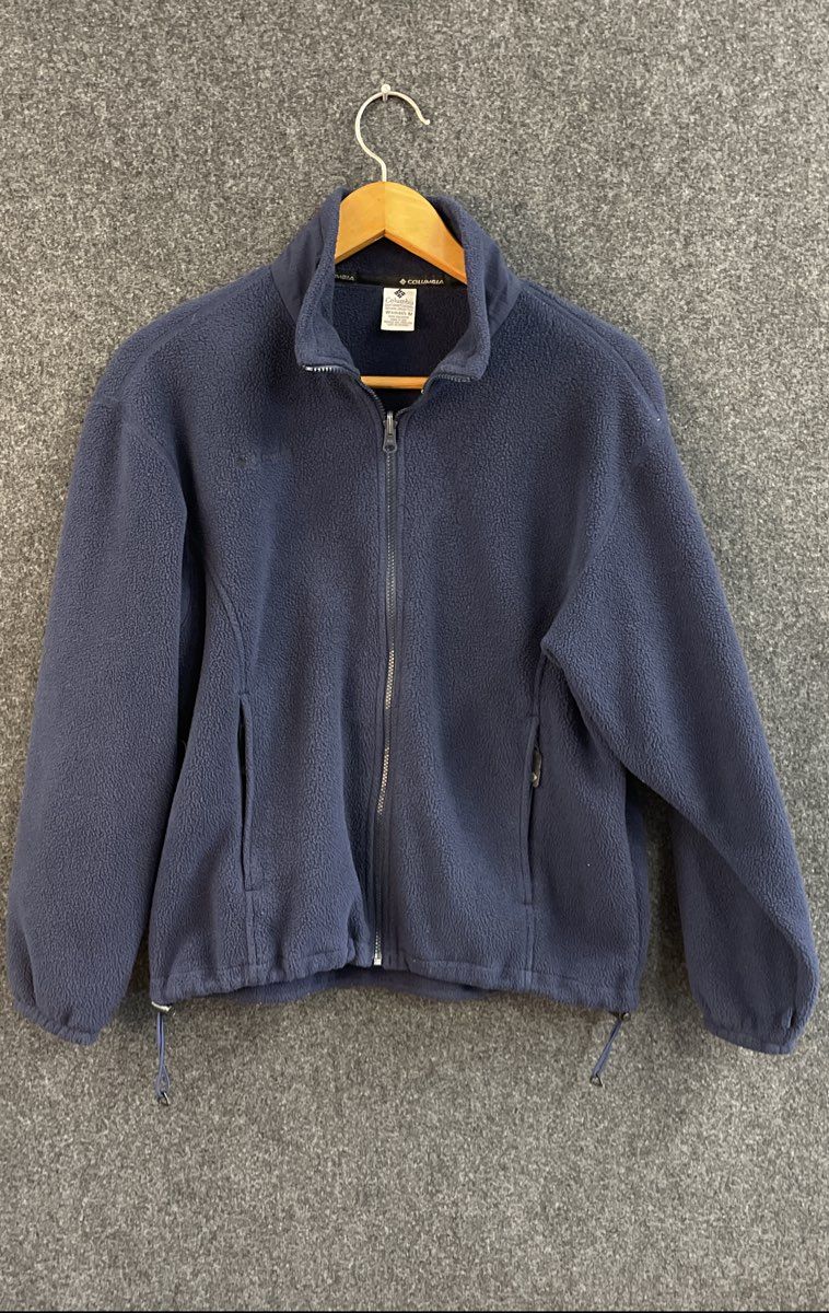 Vintage 90s Columbia Women's Blue Made in USA Full Zip Fleece Jacket Size M