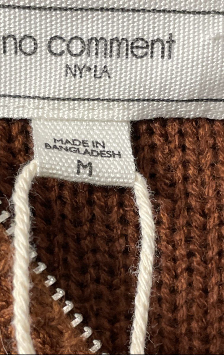 No Comment Women's Sweater Dress Brown NWT Cable Knit Keyhole Sz M