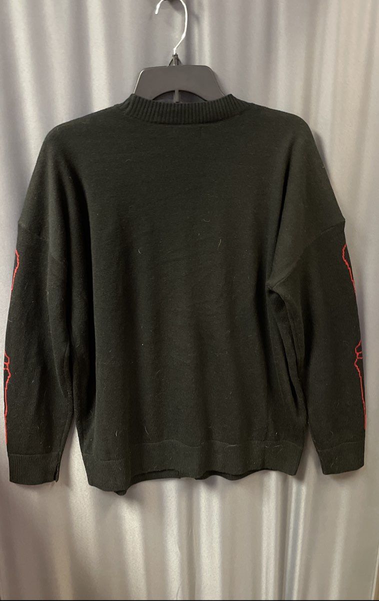 Social Collision Men's Black Red Rib Cage Cardigan Sweater Sz MD