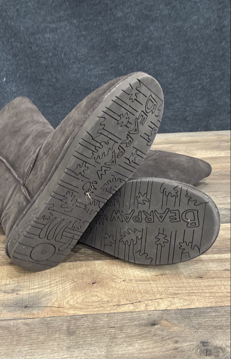Bearpaw Dark Brown Suede Sheepskin Lining Mid-Calf Boots Women's Size 10
