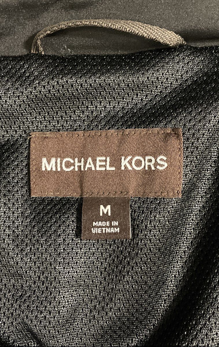 Michael Kors Women's Black Softshell Racer Jacket Full Zip Point Collar Size M