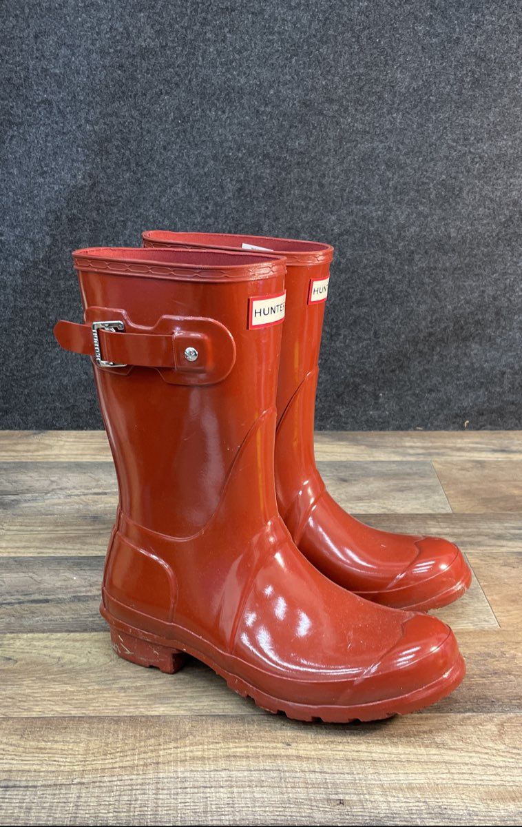 Hunter Women's Original Short Gloss Military Red Rain Boots Size 6