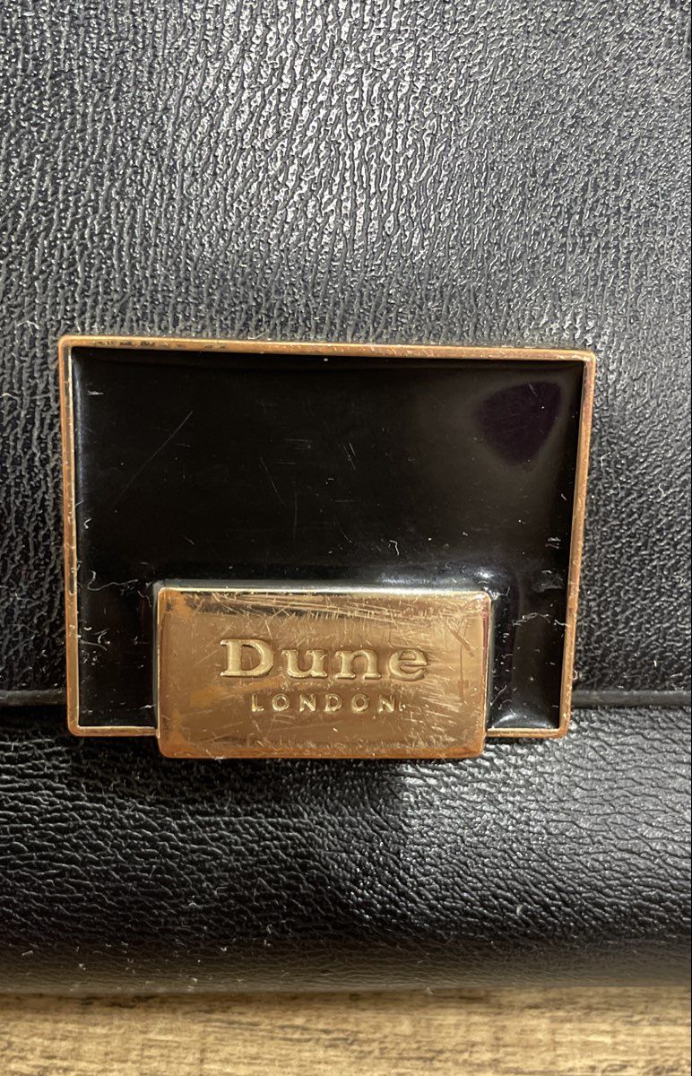 Dune London Black Leather Frame Bag Satchel Top Handle Gold Hardware Purse
