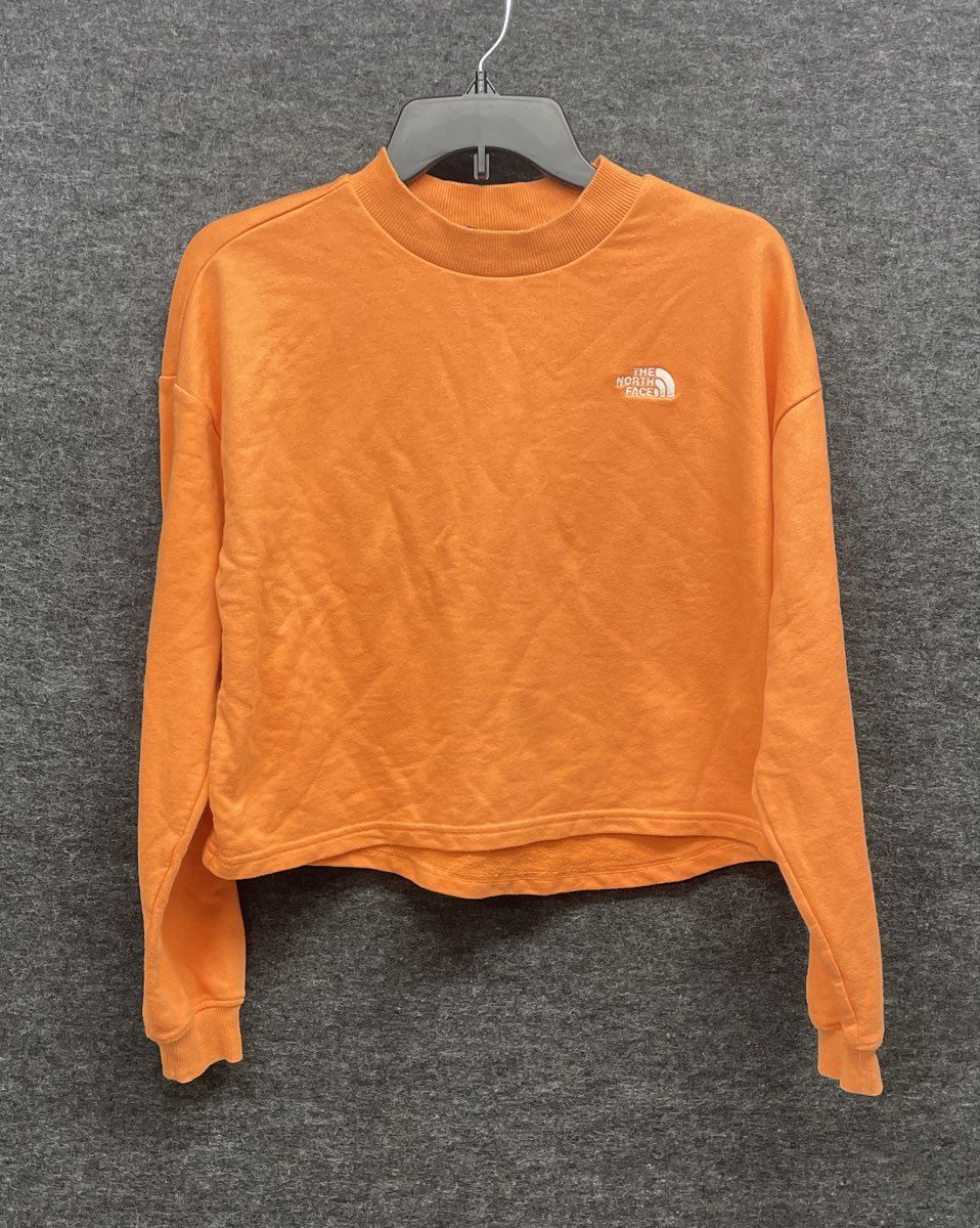 The North Face Women's Orange Cropped Long Sleeve Pullover Sweatshirt Sz XS