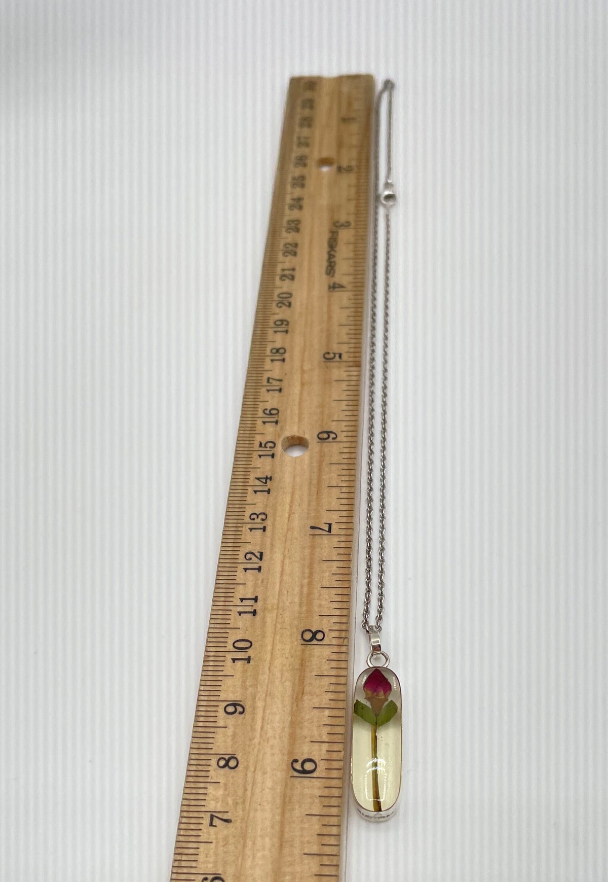 925 Sterling Silver Resin Red Rosebud Pendant W/ Rope Chain Necklace 3.9g