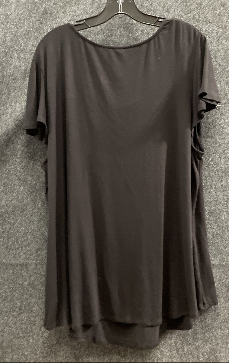 Adrianna Papell Women's Black Embroidered Square Neck Flutter Sleeve Top 2X NWT