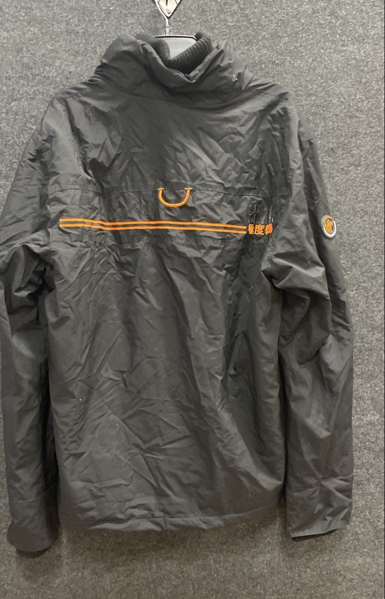 Superdry Men's Windattacker Jacket Black Orange Fleece Lined Triple Zip Sz 2XL