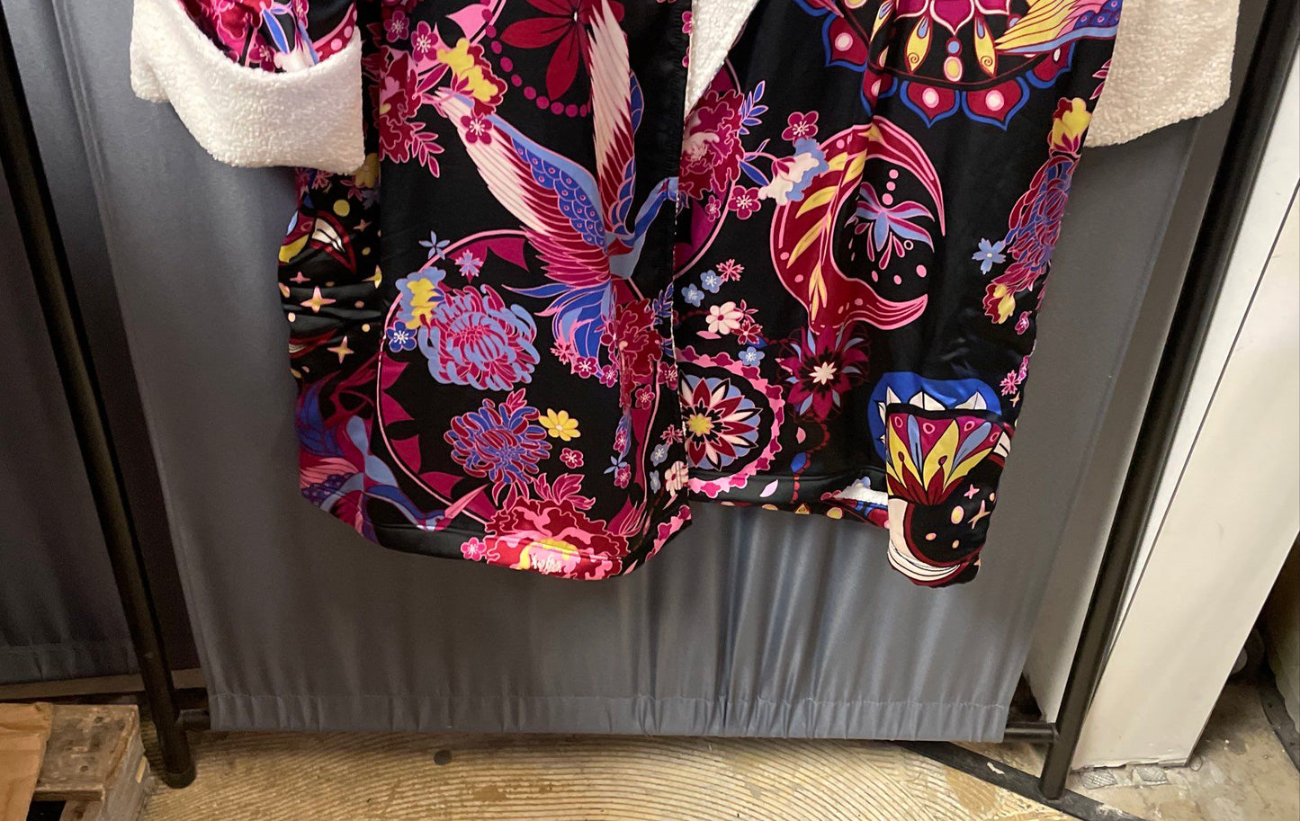 G by Giuliana Black Label Women's Floral Fleece Lined Hooded Robe NWT Sz M/L