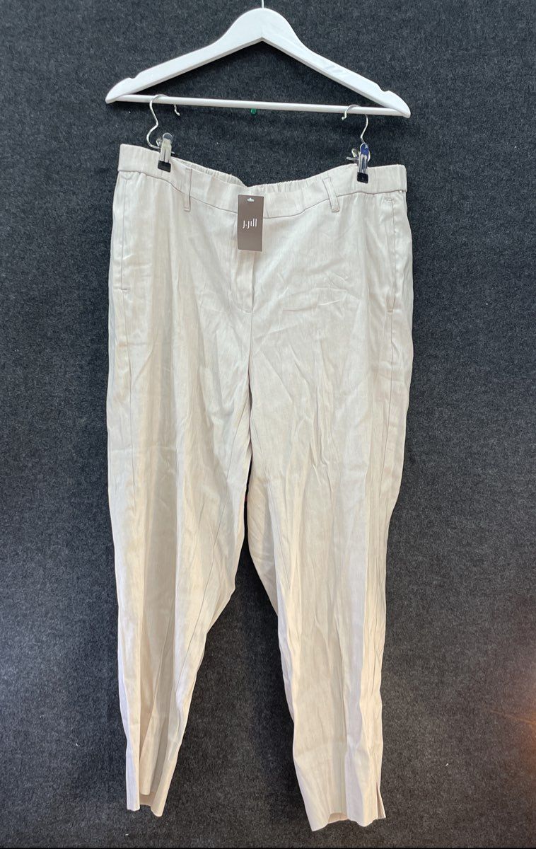 J.Jill Women's Off White Flax Lightweight Relaxed Fit Trousers Sz XL NWT