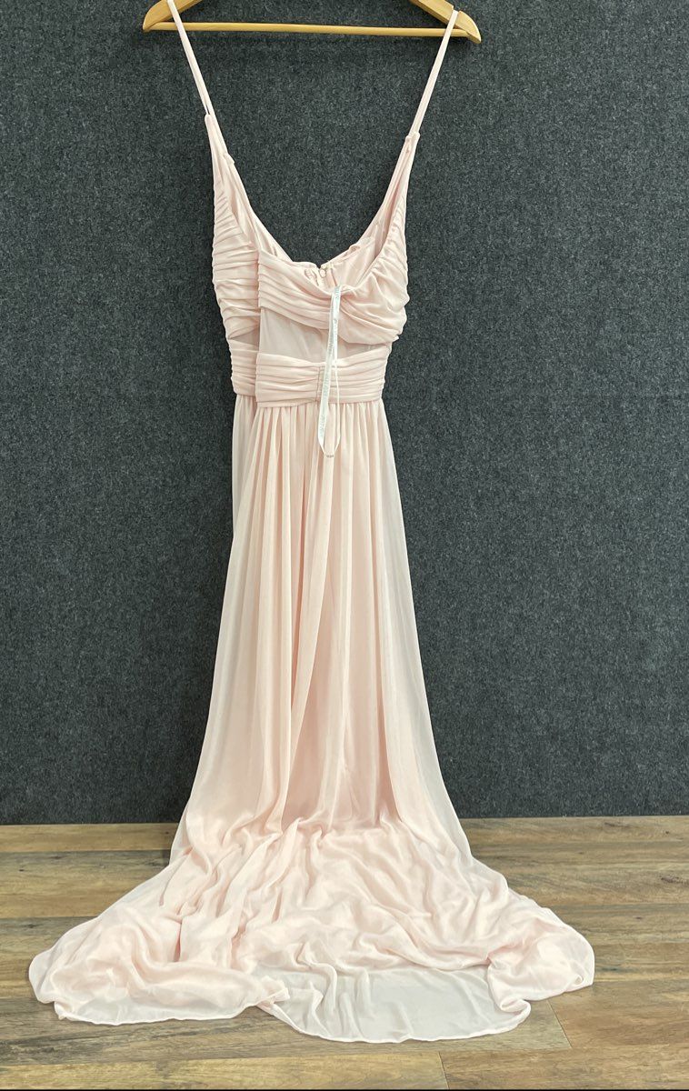 David's Bridal Women's Petal Pink Mesh Cutout Spaghetti Strap Dress Sz 14 NWT